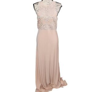 AX Paris Ladies Blush Pink Formal Applique Bodice Sleeveless Gown - Size 12